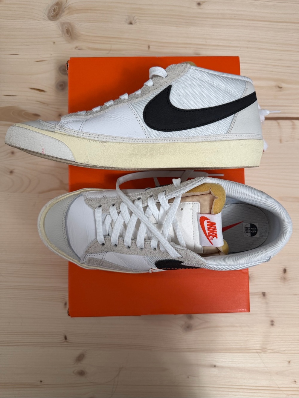 Nike Revolution 6 Men’s White Black Mid-Top Sneakers with Cream Accents
